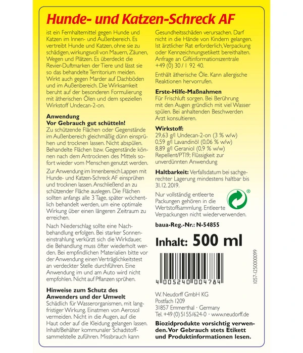 Neudorff Hunde- Und Katzen-Schreck AF, 500 Ml 2 Neudorff Hunde- Und Katzen-Schreck AF, 500 Ml – Bild 2