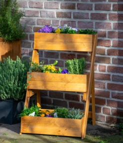 Dobar Holz-Pflanztreppe, Ca. B70/H90/T60 Cm -Angebote Pflanz Lust Store 6619621 WE MO 002 DobarPflanztreppeHolzBraun