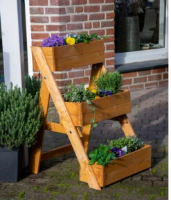 Dobar Holz-Pflanztreppe, Ca. B70/H90/T60 Cm -Angebote Pflanz Lust Store 6619621 WE MO 003 DobarPflanztreppeHolzBraun