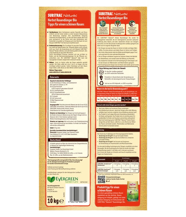 Substral Naturen Bio Herbst Rasendünger, 10 Kg 2 Substral Naturen Bio Herbst Rasendünger, 10 Kg – Bild 2