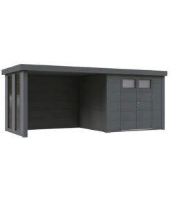 Wolff Finnhaus Metallgerätehaus Eleganto 3024, Inkl. Lounge Links Mit Fenster, Ca. B602/H227/T258 Cm