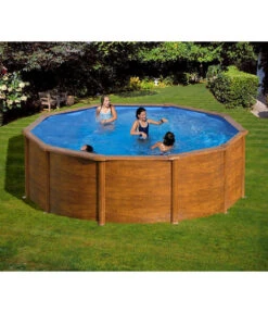 Summer Fun Stahlwandpool-Set, Rund, Holz-Dekor